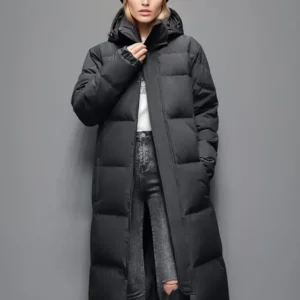 Long Down Winter Coat Quilted Hooded Puffer Design - Product showcase
