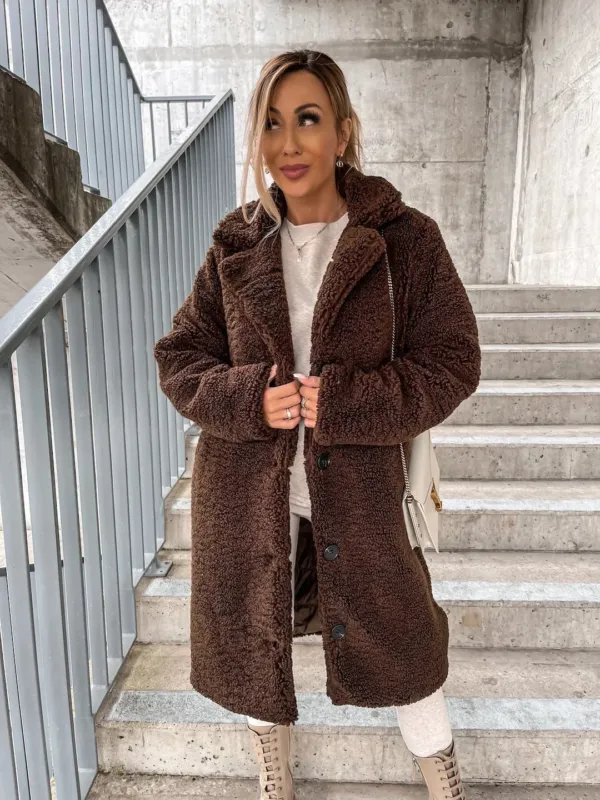 Wool Blend Long Coat Oversized Lapel Design - Product detail 4