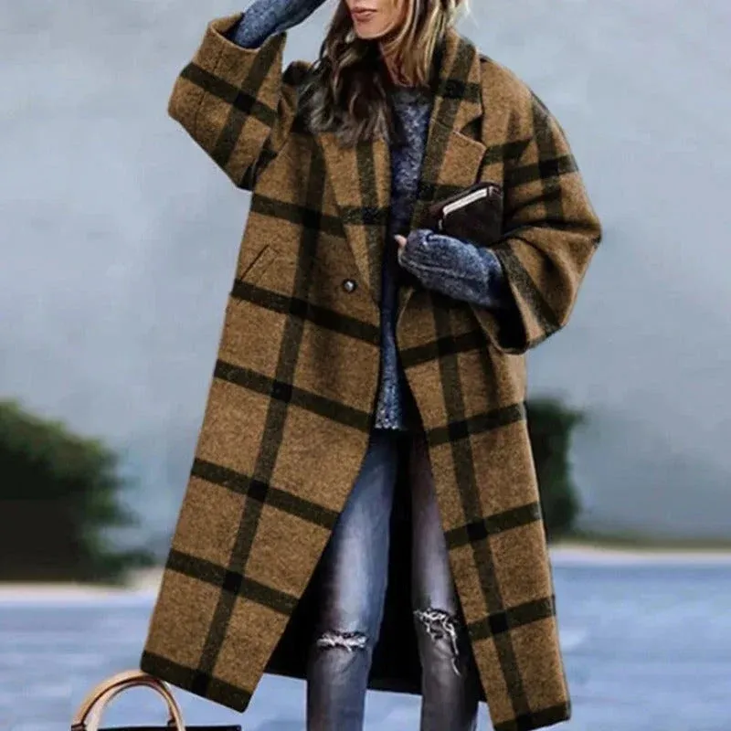 Wool Blend Long Coat Oversized Winter Design With Notched Lapel - Product detail 4