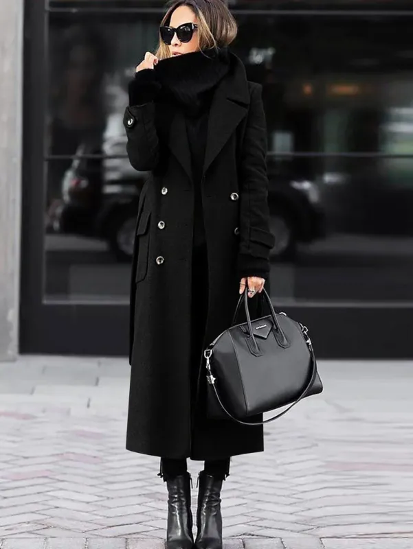 Classic Wool Winter Coat Double-Breasted Full Length Design - Product example