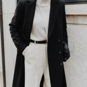 Classic Wool Winter Coat Double Breasted Full Length Design - Product showcase