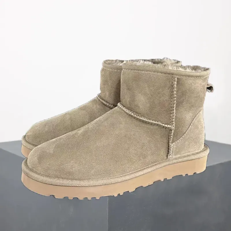 Womens Winter Ankle Boots Sheepskin Suede Mini Platform - Product showcase