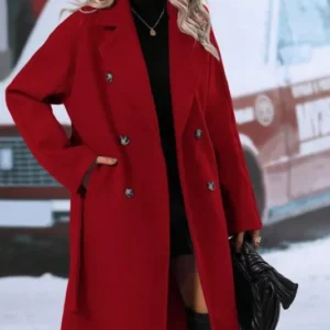 Wool Blend Winter Coat Double-Breasted Long Design - Product showcase
