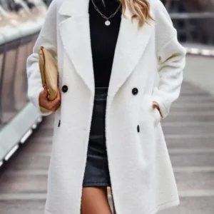 Classic Wool Blend Coat Double Breasted Winter Style - Product showcase