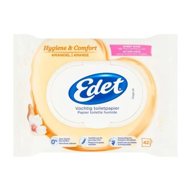 Vochtig Toiletpapier Hygiene & Comfort Amandel - 42 st.