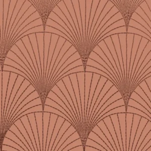 Art Deco geometric fan wallpaper with RAL 3012 Beige Red target background and darker brown lines