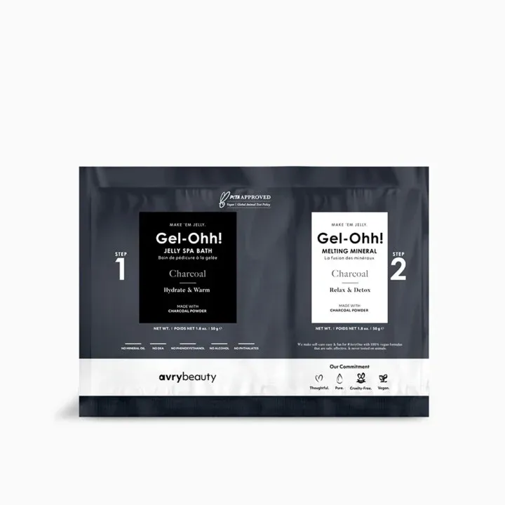 AVRYBEAUTY Gel-Ohh! Jelly Spa Bath - Charcoal – Erfrischendes Detox-Fußbad mit Aktivkohle, Zitronengras & Ingwer – für pure Frische und Tiefenreinigung, 100gr.