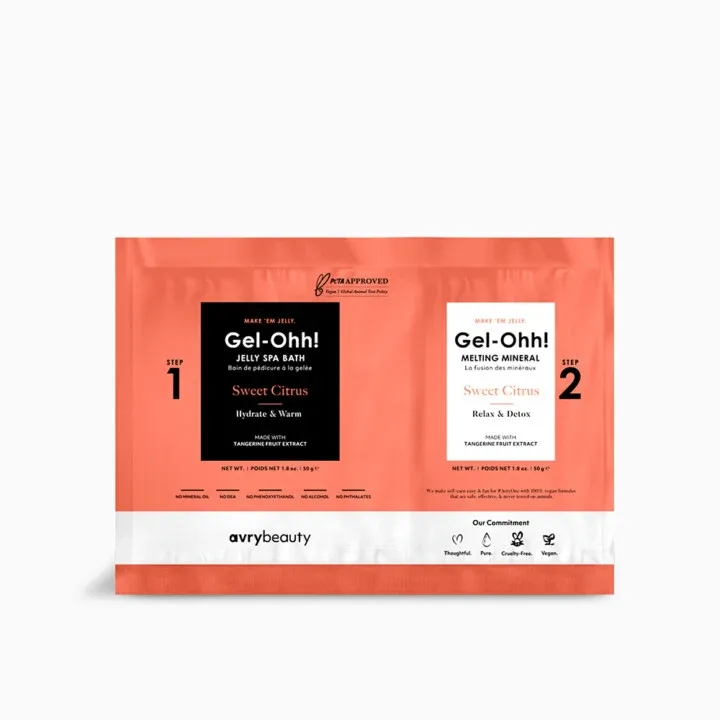AVRYBEAUTY Gel-Ohh! Jelly Spa Bath - Sweet Citrus – Belebendes Jelly-Fußbad mit Mandarinenfruchtextrakt – antioxidativ, aufhellend & erfrischend, 100gr.