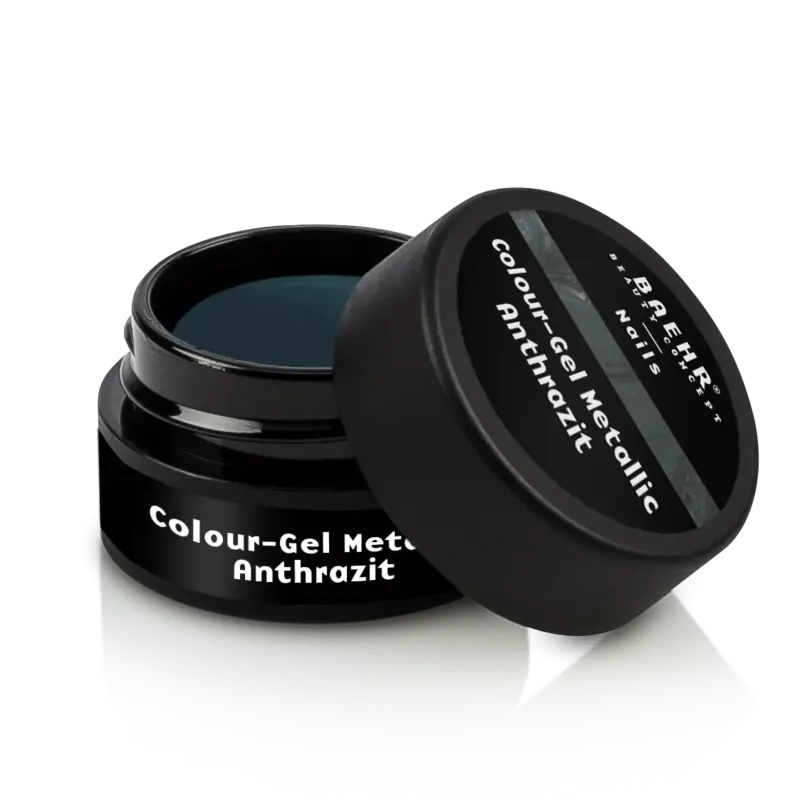 BAEHR BEAUTY CONCEPT - NAILS Colour-Gel metallic anthrazit – Strahlender Metallic Look, 5ml, Dose offen
