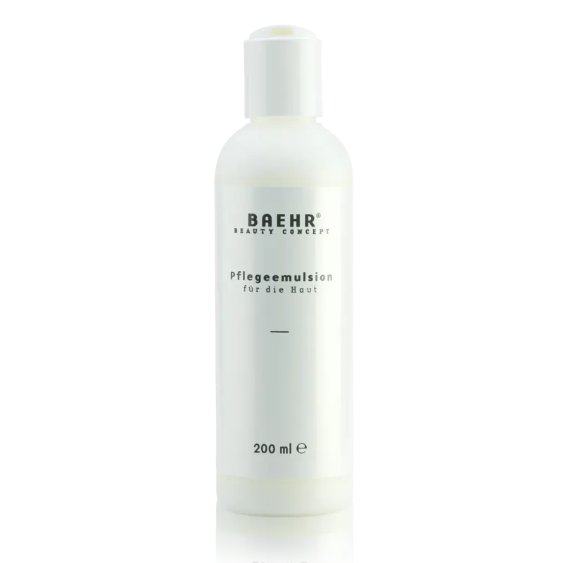 BAEHR beauty concept Pflegeemulsion – kühlende Spezialpflege nach der Depilation, 200ml, Flasche offen