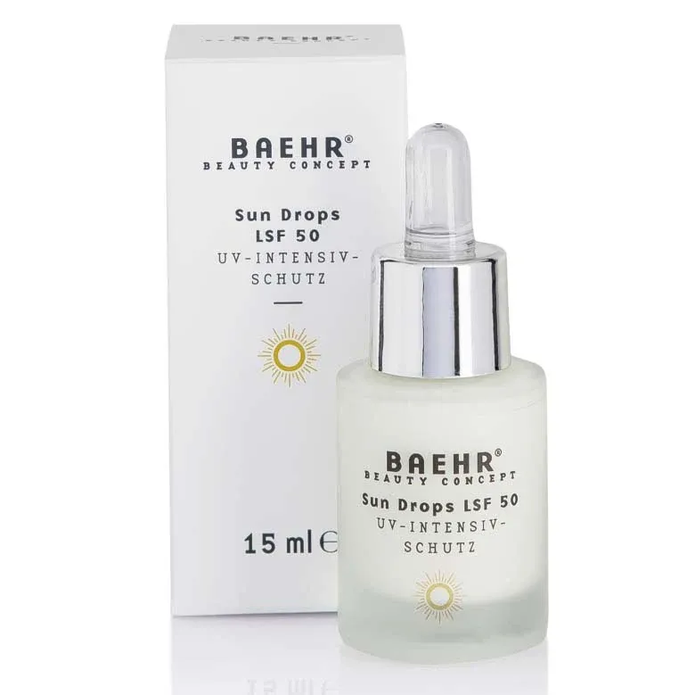 BAEHR beauty concept Sun Drops – LSF50 , 15ml, Pipettenflasche und Umkarton