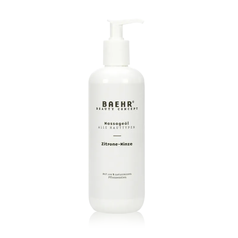 BAEHR Massageöl Zitrone- Minze – naturreine Pflege & frischer Duft, 500ml, Flasche mit Pumpspender
