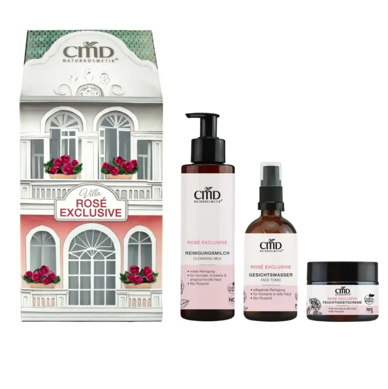 CMD NATURKOSMETIK Pflege-Set Villa Rosé Exclusive – Reinigung, Toner & Creme Naturkosmetik, -, Umkarton und Einzelprodukte