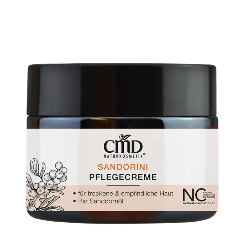 CMD NATURKOSMETIK Sandorini Pflegecreme – reich an Vitaminen und essentiellen Fettsäuren, die Deiner Haut Feuchtigkeit spenden, die Elastizität fördern und die hauteigene Repairfunktion unterstützen., 50ml