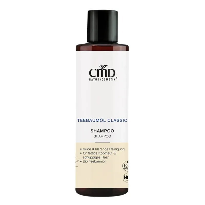 CMD NATURKOSMETIK Teebaumöl Classic Shampoo – mit Bio Teebaumöl, ist besonders ergiebig und für fettige Haare sowie bei Schuppen geeignet., 200ml