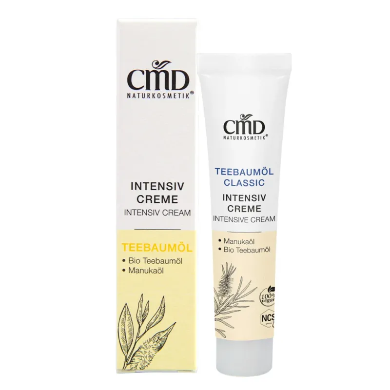 CMD NATURKOSMETIK Teebaumöl Intensivcreme – hochwirksame Pflege bei Hautreizungen, Pickeln und zu Akne neigender Haut., 10ml