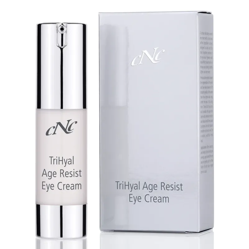 CNC aesthetic world TriHyal Age Resist Eye Cream – hebt hängende Augenlider deutlich an, polstert Fältchen sichtbar auf und wirkt besänftigend auf die Haut., 15ml