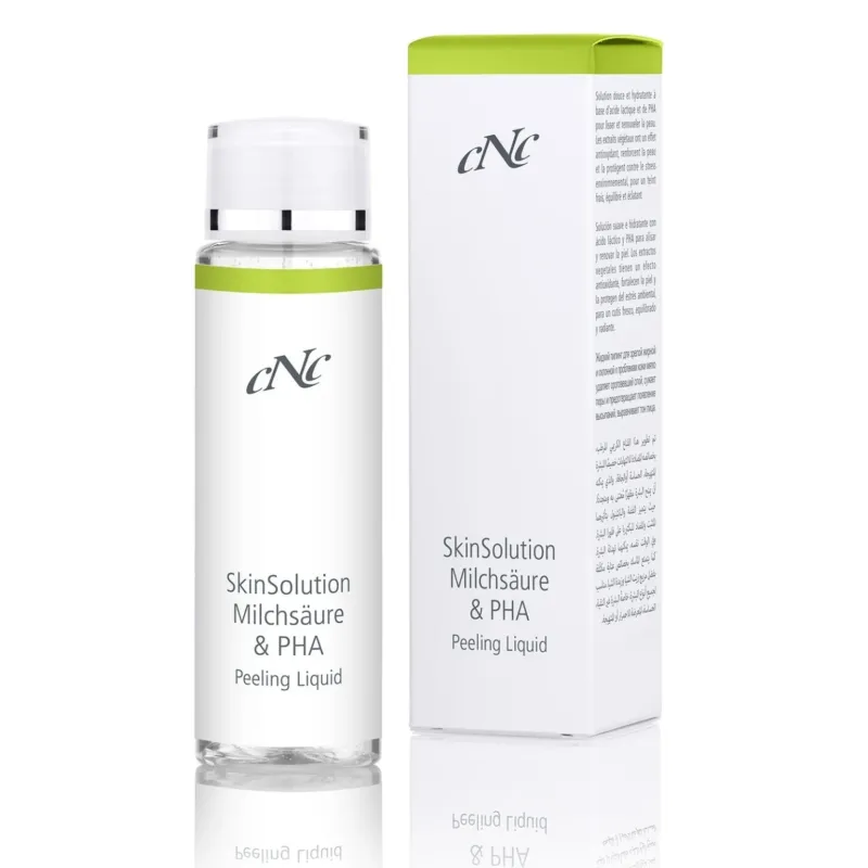 CNC SkinSolution Milchsäure & PHA Peeling Liquid – Mildes 10 % AHA & PHA Peeling, 100ml, Flasche und Umkarton