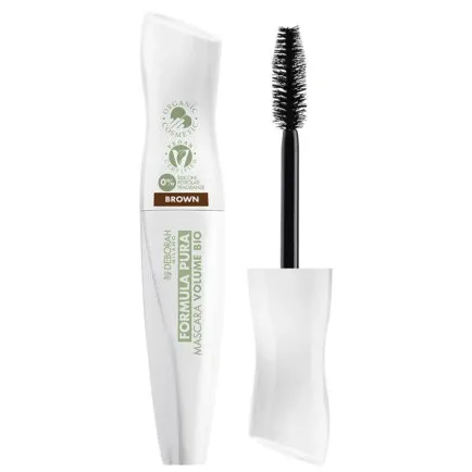 DEBORAH MILANO Formula Pura Mascara Volume BIO brown – sorgt für voluminöse und kräftige Wimpern, dabei ist sie eine sanfte Wimperntusche mit 91,4 % natürlichen Inhaltsstoffen, die für empfindliche Augen und Kontaktlinsenträgerinnen geeignet ist., 12ml