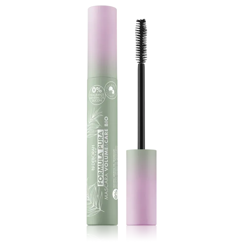 DEBORAH MILANO Formula Pura Organic Volume & Care Mascara – schwarz, 14ml, Spender und Applikator
