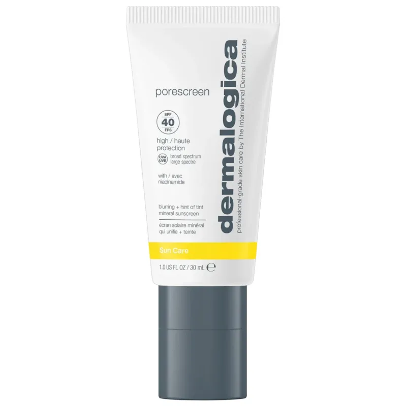 DERMALOGICA Porescreen SPF40 – ein Multitasking-Lichtschutz mit Niacinamid, der mit einem LSF 40 vor UVA- und UVB Strahlen schützt und gleichzeitig die Poren gesünder und feiner aussehen lässt., 30ml