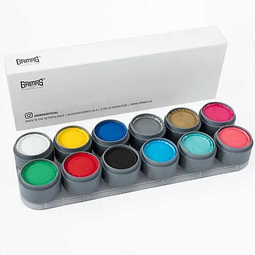 GRIMAS Water Make-up-6/P6-XL-Palette – für Facepainting, Kinderschminken und Bodypainting, 12x15ml, Umkarton und Palette