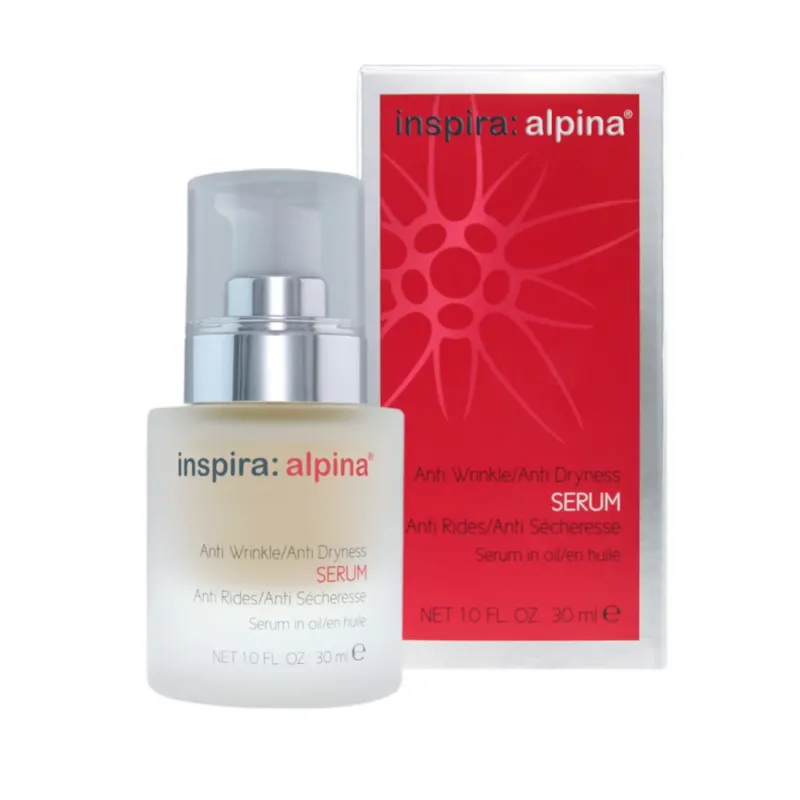 INSPIRA:COSMETICS inspira:alpina Anti Wrinkle / Anti Dryness Serum – Ölserum für trockene Haut, 30ml, Pumpspender und Umkarton