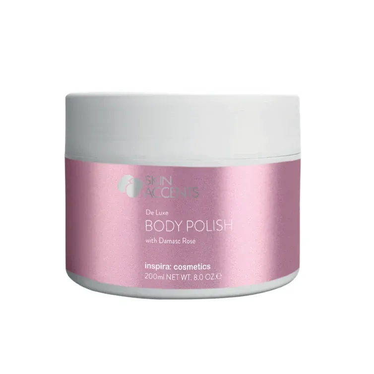 INSPIRA:COSMETICS Skin Accents De Luxe Body Polish – Zartes Rosen-Body-Peeling, 200ml, Tiegel