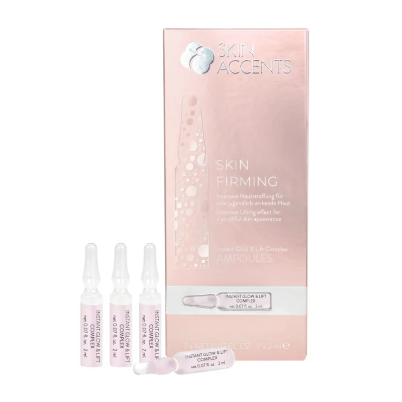 INSPIRA:COSMETICS Skin Accents Instant Glow & Lift Complex – für sichtbar geglättete, aufgepolsterte und strahlende Haut, 7x2ml, Ampullen und Umkarton
