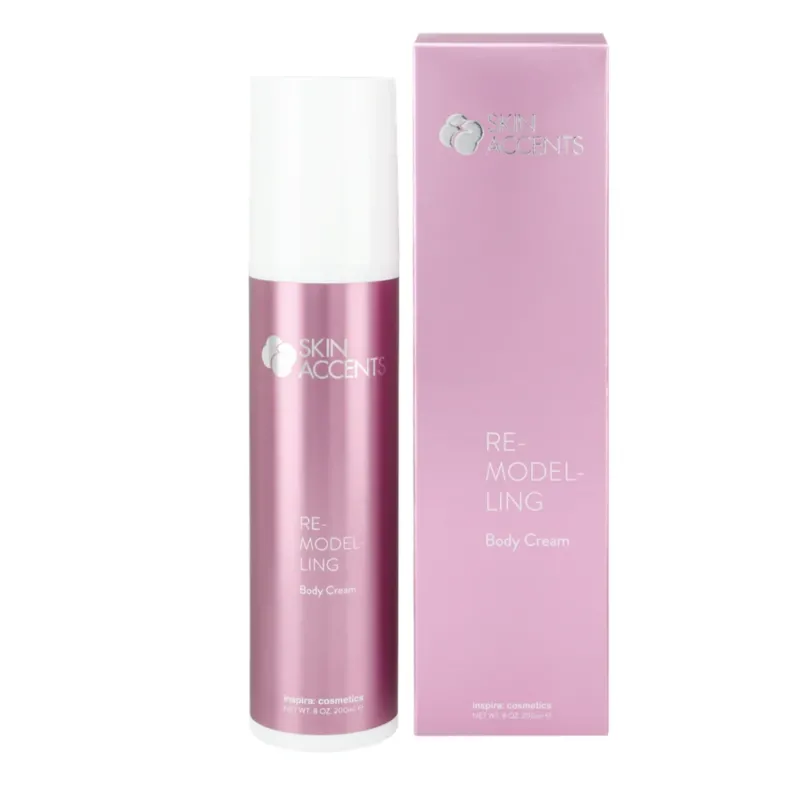 INSPIRA:COSMETICS Skin Accents Remodeling Body Cream – belebende Pflege für glattere Haut, 200ml, Pumpspender und Umkarton