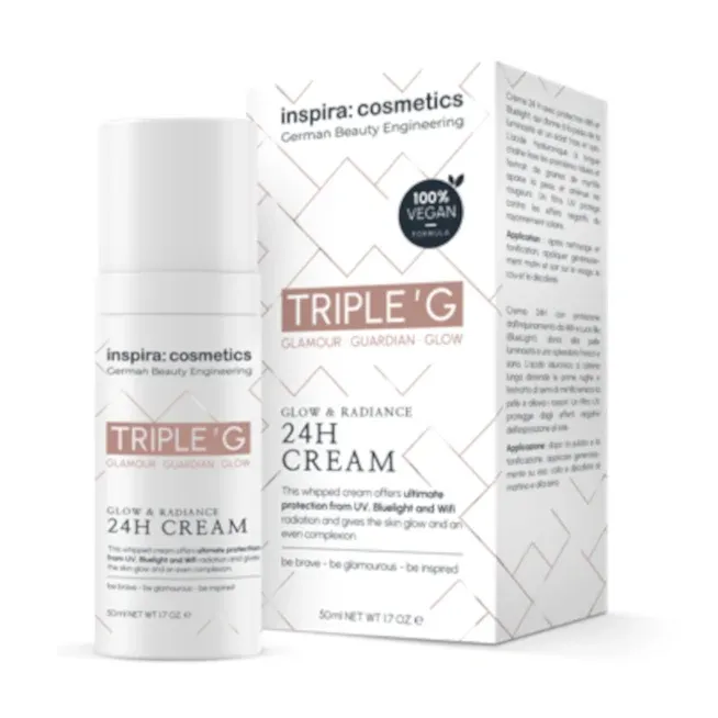 INSPIRA:COSMETICS Triple G Glow & Radiance 24H Cream – 24h-Pflege mit Schutzfaktoren, 50ml, Tiegel und Umkarton