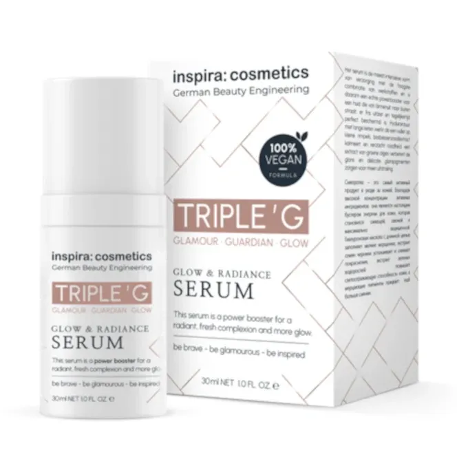 INSPIRA:COSMETICS Triple G Glow & Radiance Serum – Leuchtkraft-Serum für sichtbaren Glow, 30ml, Pumpspender und Umkarton