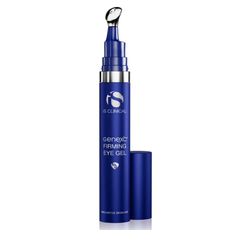 IS CLINICAL GeneXC Firming Eye Gel – gegen Falten und Schatten, 15g, Spender mit Applikator offen