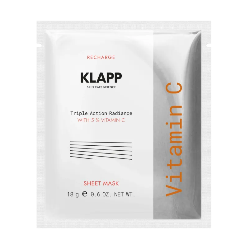 KLAPP Vitamin C Triple Action Radiance Sheet Mask – für neue Frische, 18g, Sachet