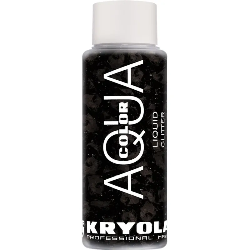 KRYOLAN Aquacolor Liquid Glitter black – flüssiger Glitter für Gesicht & Körper, 30ml, Flasche