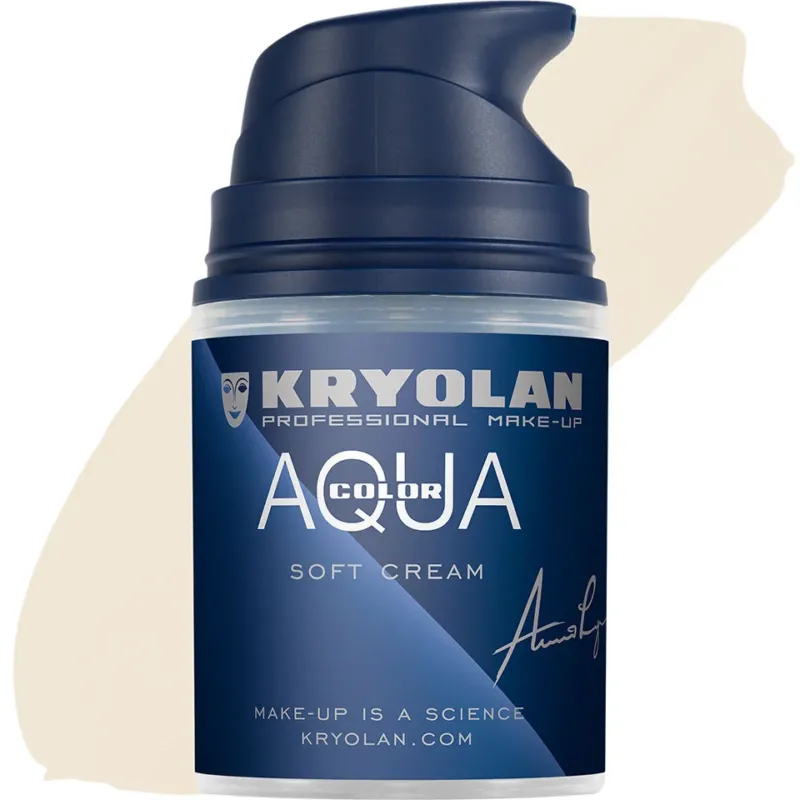 KRYOLAN Aquacolor Soft Cream 00 – Liquid Face & Bodypaint, 50ml, Pumpspender