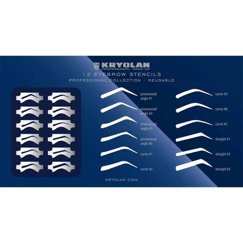 KRYOLAN Augenbrauen Schablonen Set – für präzise Brauenformen, 12stk