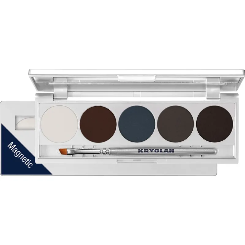 KRYOLAN Cake Eyeliner Set 5 Farben - standart 3 – 5 Profi-Farben im magnetischen Spiegelset, 7,5g, offen und geschlossen