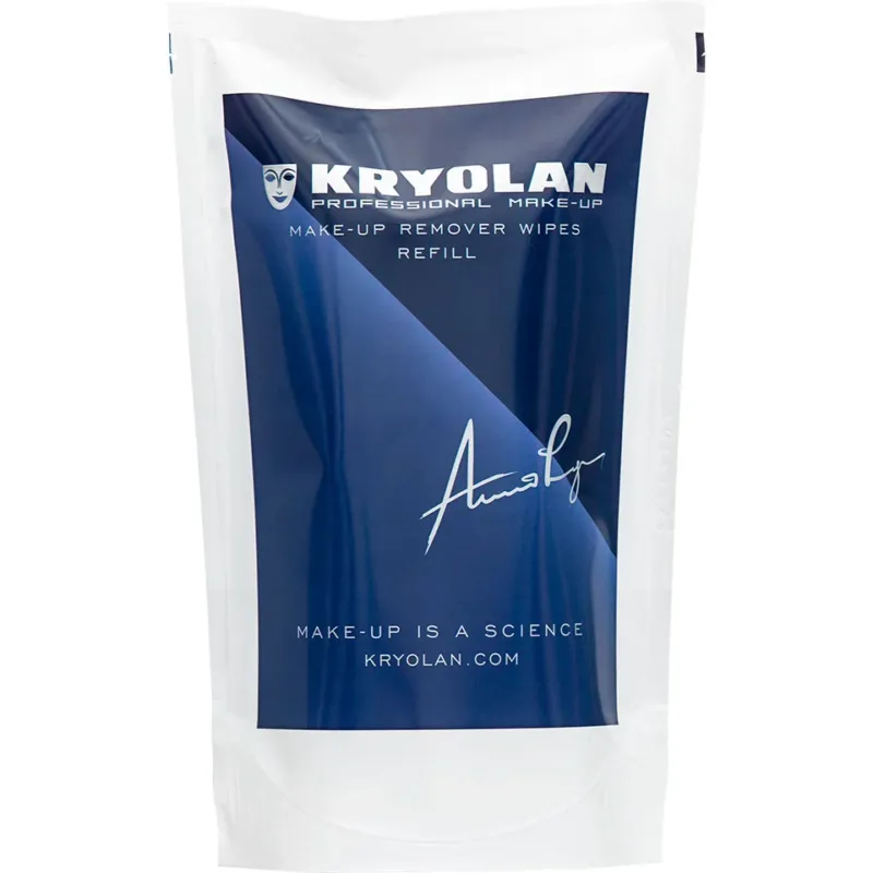 KRYOLAN Make-up Remover Wipes Nachfüller – ölfreie Reinigungstücher mit Panthenol, 60 Blatt