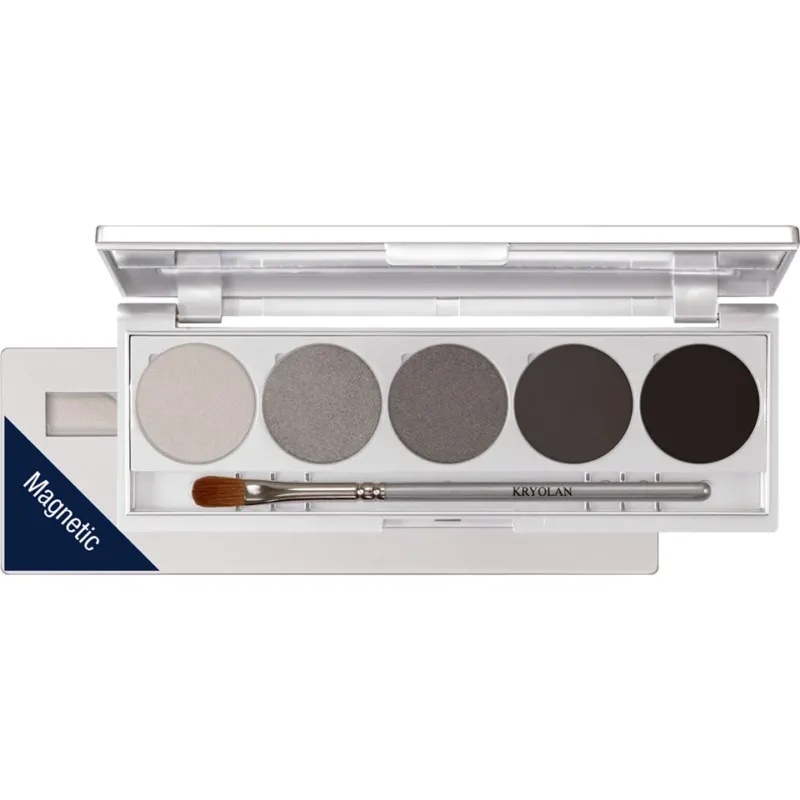 KRYOLAN Shades 5 Farben Berlin – Magnetische Make-up Palette mit 5 gepressten Puderfarben, 7.5g, Palette offen mit Deckel