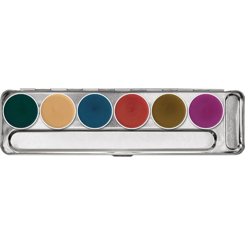 KRYOLAN Supracolor Interferenz Palette 6 Farben - duo chrome – für kreative Glamour-, Fashion- und Fantasy-Make-ups, 20ml, Palette offen