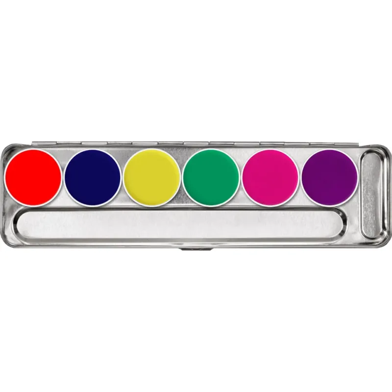 KRYOLAN UV-Dayglow Effect Color Palette 6 Farben – Neonfarbe für Schwarzlicht, 24ml