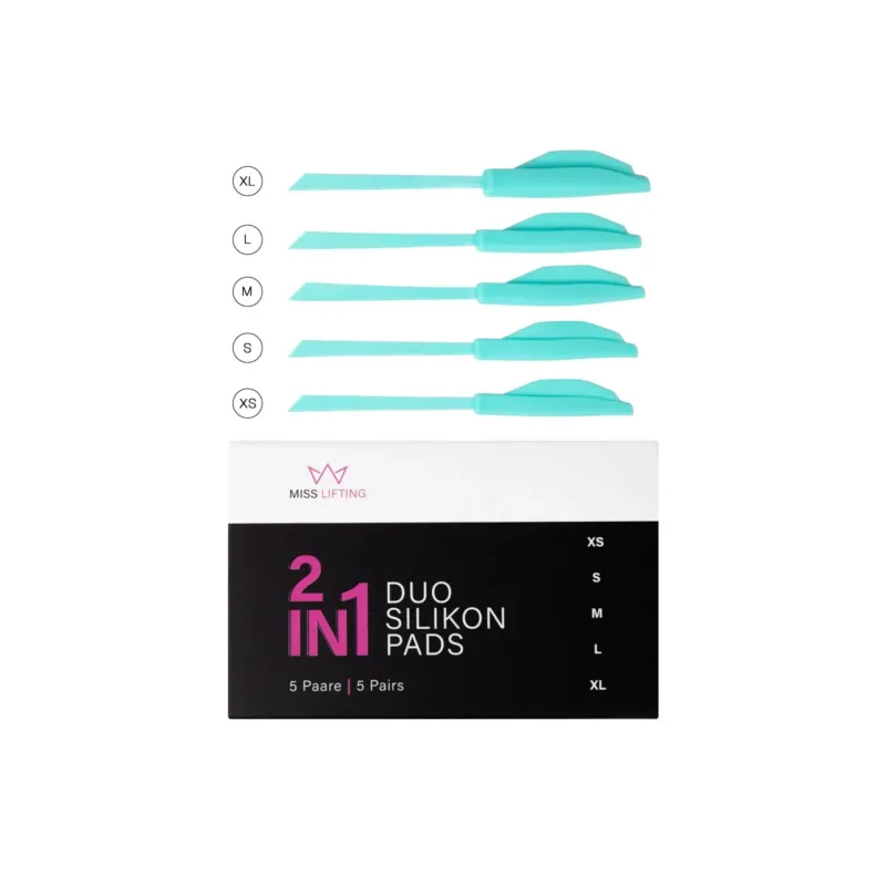MISS LASHES 2 in 1 Duo Silikonpads – Mixbox, 5Paar, Pads und Umkarton