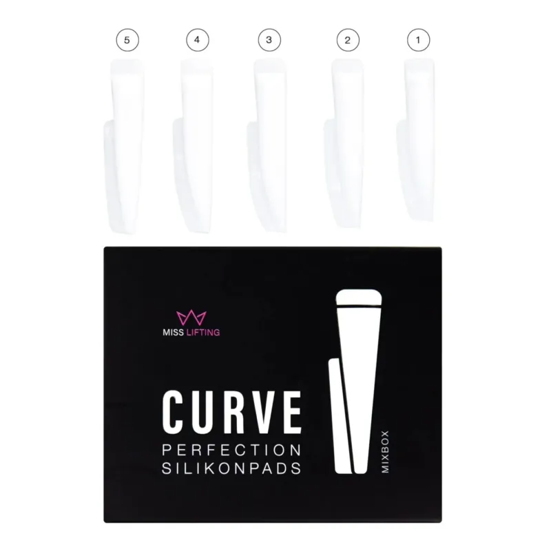 MISS LASHES Curve Perfektion Silikonpads – Mixbox, 5Paar, Pads und Umkarton