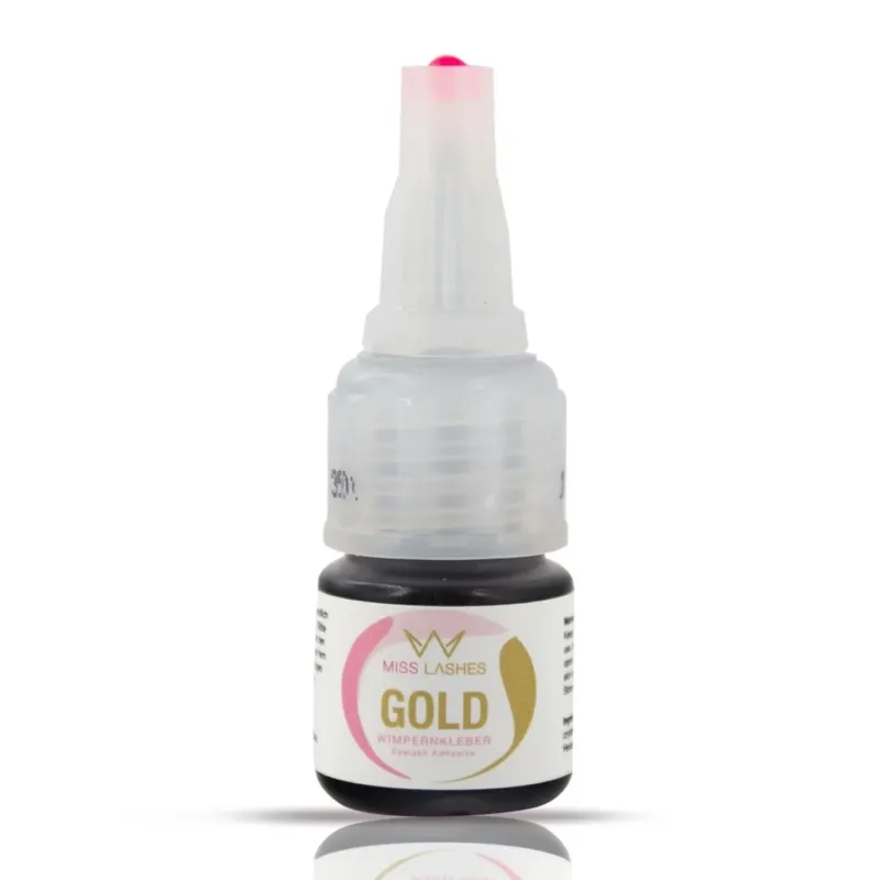 MISS LASHES Premium Gold Kleber – für Wimpernverlängerung, 5g, Spender geschlossen