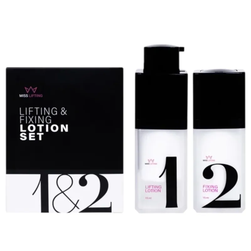 MISS LASHES Speed Lash & Brow Lifting Lotionen 1 & 2 Set – mit Re-move & Stem Cell Booster, 2x15ml, Pumspender und Umkarton