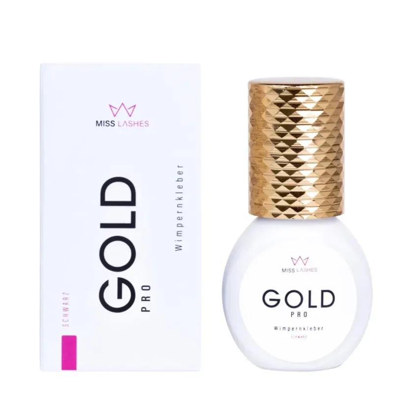 MISS LASHES Wimpernkleber Gold Pro – für Wimpernverlängerung, 5g, Spender und Umkarton
