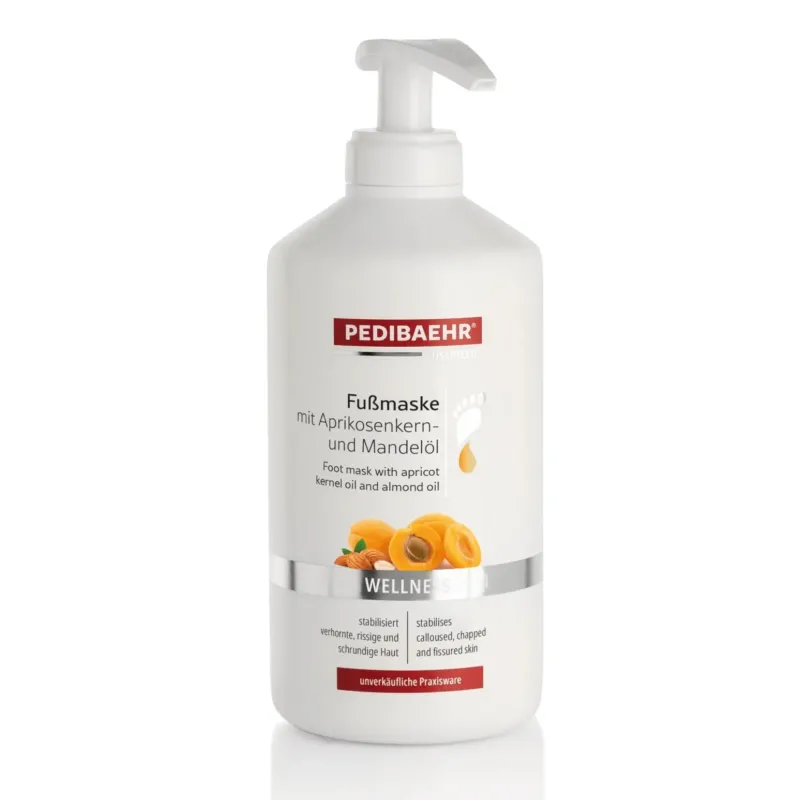 PEDIBAEHR Fußmaske mit Aprikosenkern- und Mandelöl, 500ml, Flasche mit Pumpspender