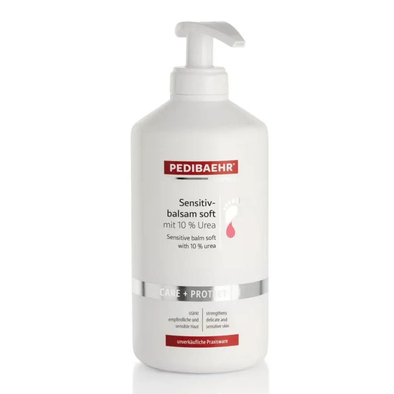 PEDIBAEHR Sensitivbalsam soft mit 10 % Urea – Pflege für beanspruchte Füße, 500ml, Flasche mit Pumpspender