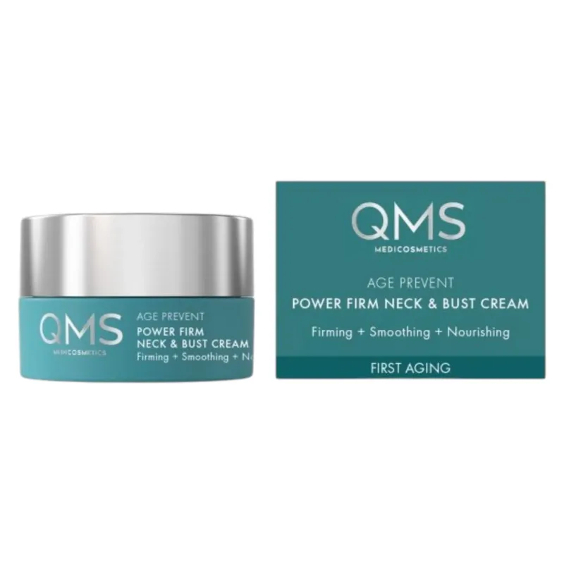 QMS Age Prevent Power Firm Neck & Bust Cream – Reisegröße, 15ml, Tiegel und Umkarton